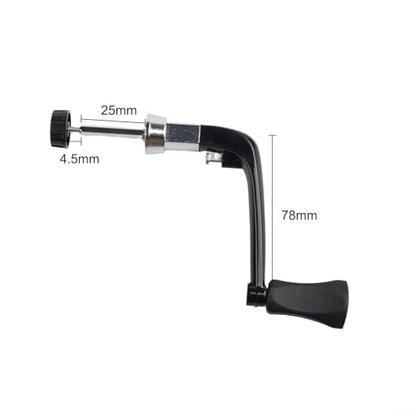 Fishing Reel Handle Crank Foldable Degree Metal Shaft Anti-Slip for 1000-5000 6000-8000 Reels Saltwater Freshwater Replacement Part Silver Black
