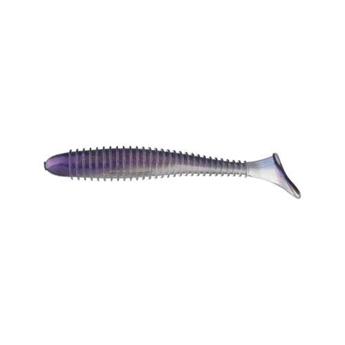 Moose Baits 3.8” Paddle Swimmer Soft Plastic Baits – Bass Fishing Lures - Soft Lure Bass, Durable Plastic Bait Swimmer for Freshwater Bass (6 Pack) - color: Blue Red Pearl