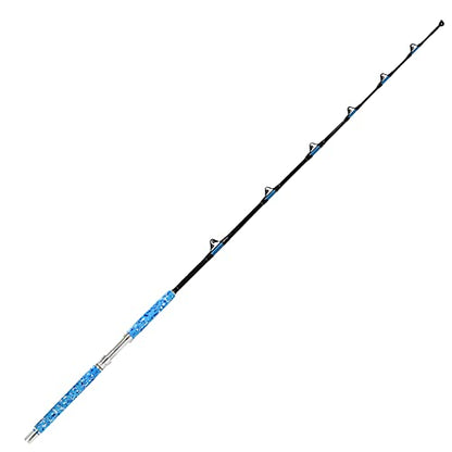 Fiblink Fishing Trolling Rod 1 Piece/2 Piece Saltwater Offshore Heavy Roller Rod Big Game Conventional Boat Camo Fishing Pole (6'/6'6",30-50lb/50-80lb/80-120lb) - style: 6'6" 80-120lbs 1pc-straight