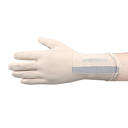 Mens Women Driving Gloves Summer UV Sun Protection Gloves Non-Slip Touchscreen Ice-Silk Sunblock Gloves for Cycling Riding - color: Extended Beige