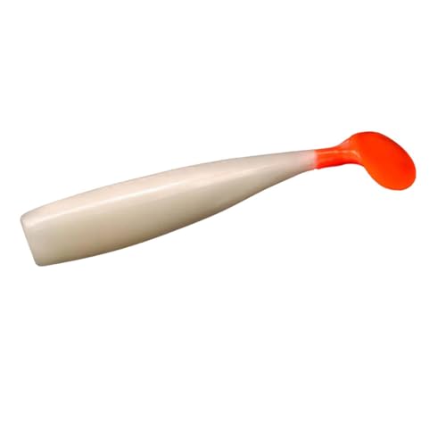 Lunker City Fishing Shaker 3.25" Swimbait Soft Plastic Bass Walleye Lure Saltwater Swimming Tail Action Pike Swim Bait, 7 Per Bag, Made in The USA - color: 189 Albino Firetail