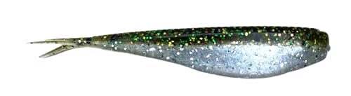 Phat Pak Baits - Micro Drunkin Shad Tiny Fluke Style LiveScope FFS Soft Jerkbait 2.5" 30ct Soft Plastic BFS Bass Fishing Lure - color: Emerald Shiner