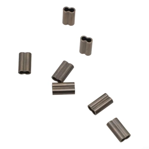 Double Crimps Sleeves, Copper, 50‑Pack (0.8‑2.0mm x 10mm) – Terminal Tackle Connectors for Nylon & Fluorocarbon Fishing Wire Leader Rig Making(2.0mm) - size: 2.0mm