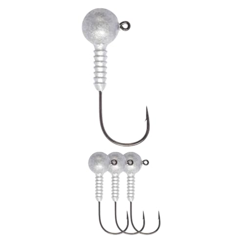 Lunker City Fishing Pro Lite Jig Heads 1/16oz 1/8oz 1/4oz 3/8oz 1/2oz Round Ball Light Tackle Lead Jigs Black Nickel UltraPoint 3/0 Hook LunkerGrip for Soft Plastic Bass Lures, Made in The USA - size: 1/2oz