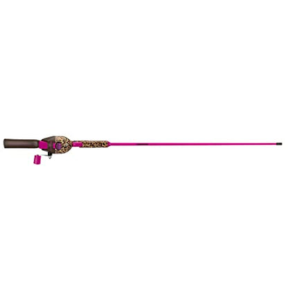 Kid Casters: Leopard Tangle-Free Fishing Combo|Spincast Reel & Practice Casting Plug | 34" Tangle-Free Combo|Inline Rod w/EZ Thread Line System (Pre-spooled w/a 6-lb Fishing line) 1.5" Fishing Bobber