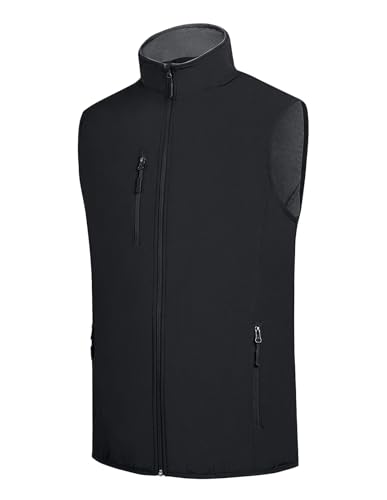 fit space Men's Lightweight Vest Softshell Sleeveless Windproof Jacket with Zipper Pcoket Cycling Travel Hiking Running Golf - color: Black, size: 3X-Large