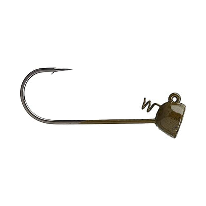Buckeye Lures Spot Remover Magnum Jig Head with Heavy-Duty Spring & Sharp Nickel Hook for Soft Plastic Bass Fishing Baits - 5 Pack - color: Green Pumpkin, size: 3/16 oz