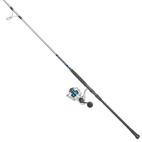 Quantum Strive Spinning Reel and Fishing Rod Combo, Graphite Composite Blank, 4+1 Bearings, Silver/Blue - size: 8'0", style: Size 5000 Reel