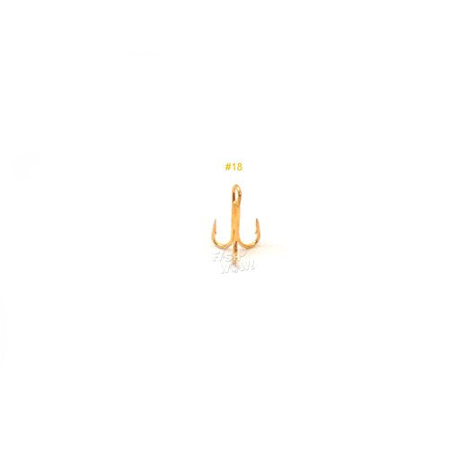 20pcs Fish WOW!® Fishing 3X Strong Treble Hooks Gold - Size #18 Tiny Size