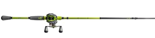 Lew's MACH 2 Baitcast Reel and Fishing Rod Combo, IM8 Graphite Blank Fishing Rod, Winn Dri-Tac Ultra Handle, Black/Green - size: 7'0"