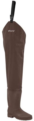 FROGG TOGGS Rana II Waterproof PVC Fishing Bootfoot Hip Wader for Fishing, Brown Felt, 10 - color: Brown Lug Sole, size: 5