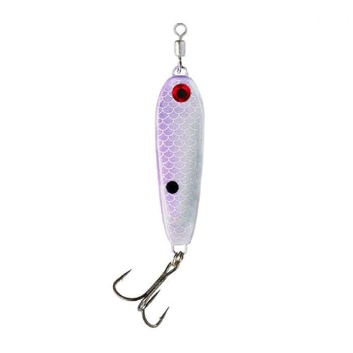 War Eagle Jigging Spoon Fishing Lure with Built-in Swivel and EWG Treble Hook - color: Purple Shad, size: 1/2 oz