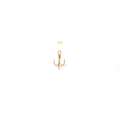 20pcs Fish WOW!® Fishing 3X Strong Treble Hooks Gold - Size #14 Tiny Size