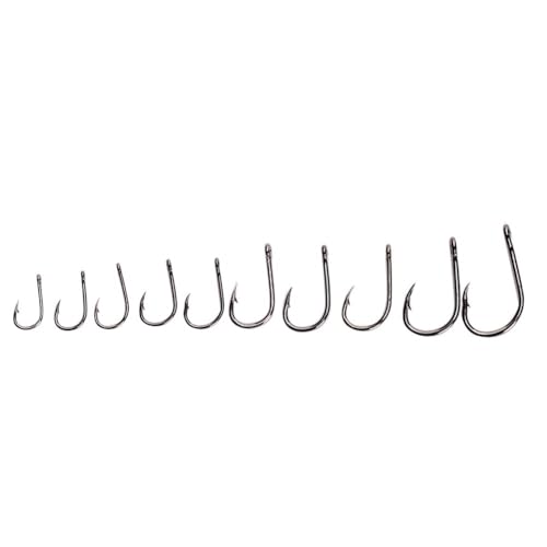 500Pcs Fishing Hooks Set – High Carbon Steel Sharpened Barbed Circle Hooks in Assorted Sizes 3 to 12 for Freshwater and Saltwater Fishing - size: 1#-with Holes