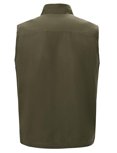 TBMPOY Men's Lightweight Vest Cotton Stylish Sleeveless Travel Casual Work Canvas Outerwear Utility Jacket Fishing Hiking - color: Army Green, size: Medium