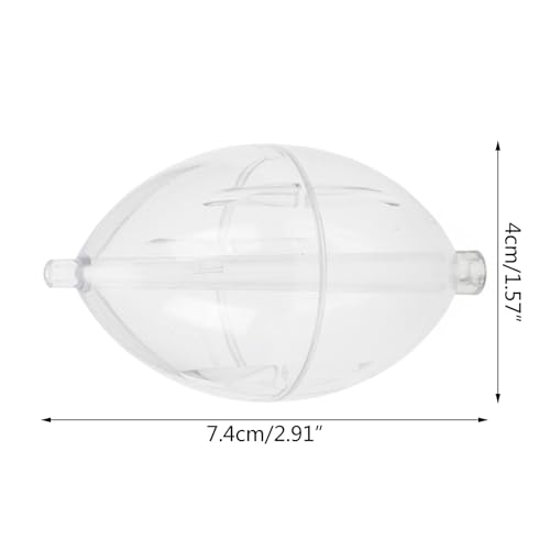 5 Pack Clear Water Filled Fishing Bobbers, Abs Oval Through Hole Design, 2.91 Inch × 1.57 Inch, for Freshwater Saltwater Carp Fishing