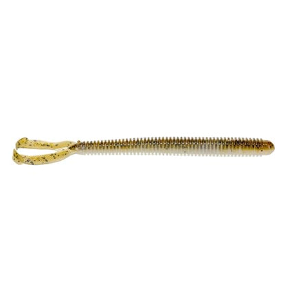 Strike King Rage Twin Tail Menace Worm Soft Bait Fishing Lure, 6", 2 Rage Flange Tails - color: Green Pumpkin Pearl Belly