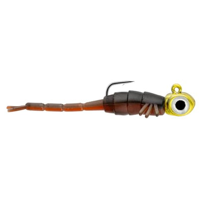 Northland Tackle Rigged Tungsten Broom Bug Ice Fishing Jigs with Sharp Hooks, 2 Pre-Rigged Jig Heads & 3 Extra Ice Fishing Plastics, Tungsten Jig Heads for Panfish, 1/28 Oz, Gold