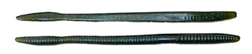 Phat Pak Baits - Slinky Worm Zoom Trick Worm Style Straight Tail Floating Worm Bass Fishing Lure 20ct 6.5" - color: Green Pumpkin Blue Flake