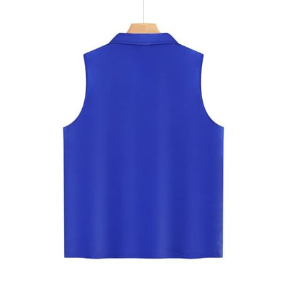 Men Women Outdoor Fishing Vest Zip Up Travel Hiking Summer Outerwear Unisex Mesh Breathable Waistcoat Lightweight - color: Blue, size: Medium