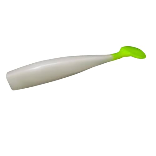 Lunker City Fishing Shaker 3.25" Swimbait Soft Plastic Bass Walleye Lure Saltwater Swimming Tail Action Pike Swim Bait, 7 Per Bag, Made in The USA - color: 176 Albino Chartreuse Tail