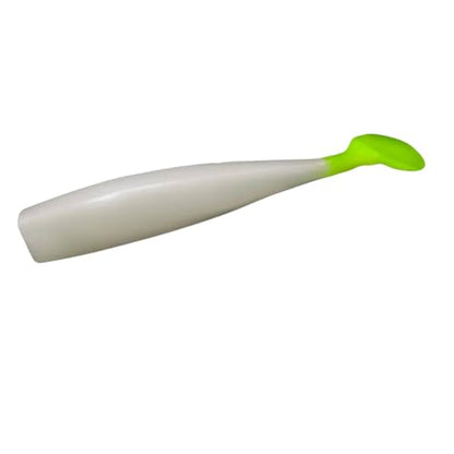 Lunker City Fishing Shaker 3.25" Swimbait Soft Plastic Bass Walleye Lure Saltwater Swimming Tail Action Pike Swim Bait, 7 Per Bag, Made in The USA - color: 176 Albino Chartreuse Tail