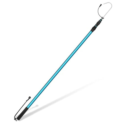 SANLIKE Telescopic Fishing Gaff, Aluminum Pole, Stainless Steel M8 Hook | Ultralight 4.62oz aluminum telescopic gaff (11.4"-24") with nonslip rubber handle, sharp stainless hook & safety lanyard - color: Blue, size: XL-Extended 141.54"