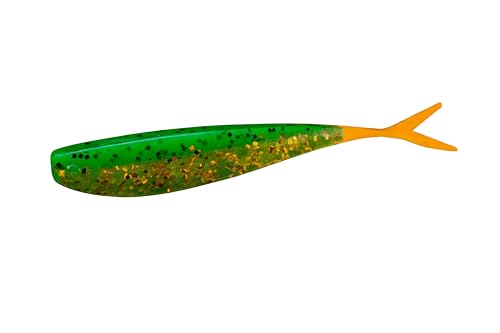 Lunker City Fishing Fin-S Fish 3.5" Fat Split Tail Soft Plastic Jerk Bait Minnow Bass Lure Original Walleye Bait, 8 Per Bag, Made in The USA - 182 Firetiger/Fire Tail - color: 182 Firetiger/ Fire Tail