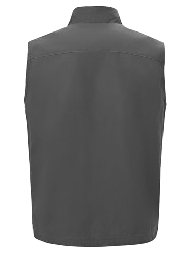 TBMPOY Men's Lightweight Vest Cotton Stylish Sleeveless Travel Casual Work Canvas Outerwear Utility Jacket Fishing Hiking - color: Deep Gray, size: Small