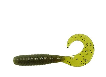 Yamamoto 5" Single Tail Grub Soft Plastic Fishing Angling Swimbait Lures with Tail-Curling Action - 20 Pack - color: GREEN PUMPKIN W/ LARGE BLACK FLAKE (20 PACK), size: 5" SUPER GRUB