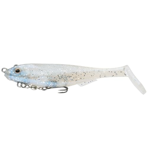 Strike King Final Copy Fishing Lure, Pre-Rigged Soft Plastic Swimbait, Free-Swinging Size 4 Treble Hook, Belly Magnetic Hook Keeper, 7/8-Ounce - color: Pearl