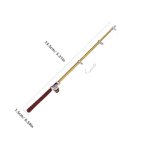 Angoily Mini Fishing Rod Model 5.31 Inch Miniature Fishing Pole Dollhouse Accessories Micro Landscape Decor for DIY Mini House Display