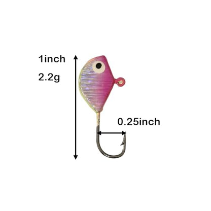 Ice Fishing Jigs Glow Fishing Bait Jigging Hook Kit Winter Metal Hooks for Crappie, Panfish, Walleye, Bluegills and Other Species - style: Style5-6pcs