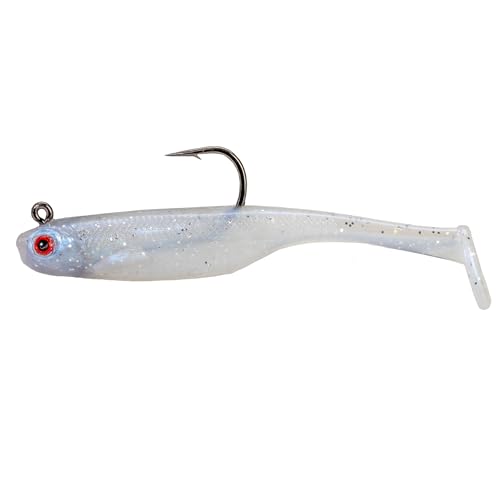 Strike King Homing Minnow Fishing Lure, Pre-Rigged Soft Plastic Swimbait, 3-Pack - color: Pearl, size: 3"