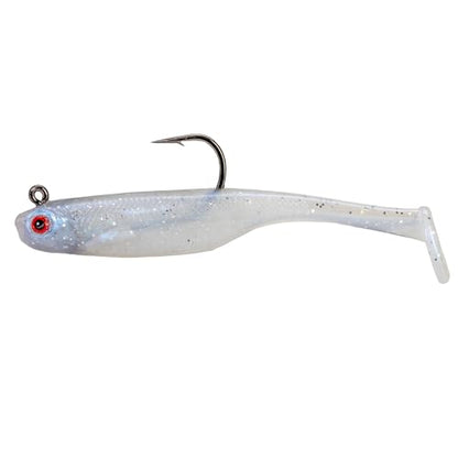 Strike King Homing Minnow Fishing Lure, Pre-Rigged Soft Plastic Swimbait, 3-Pack - color: Pearl, size: 4"