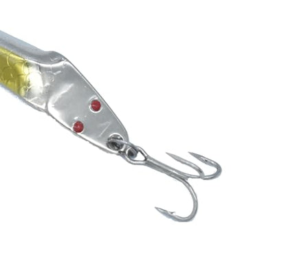 Al's Goldfish Lure Co. Lil' 49er Ice Jig - IFN50 Ice Fishing Jig with Treble Hook Off the Nose. Jigging Lure for Crappie, Perch, Panfish, Trout and Bass - 1/4 oz. 1-3/4" - color: Neon Yellow