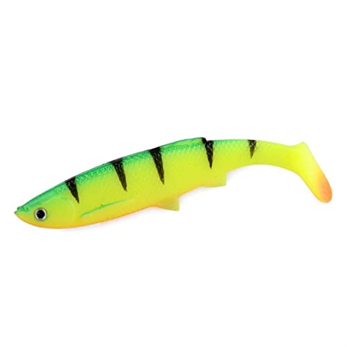 ZHENGYI 4pcs Paddle Tail 14.5g 120mm Fishing Soft Lures 3D Eyes T Tail Artificial Bait Plastic Pike Fishing Lures - color: A
