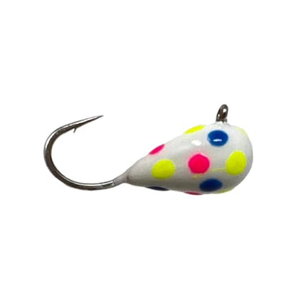 Reaction Tackle Tungsten Ice Fishing Jigs, Tear Drop Jig Heads that Glow with UV Light for Panfish, Crappie, Walleye, Perch, Trout and Bluegill - color: Wonder Glow Spots 6-pcs, size: 3 mm