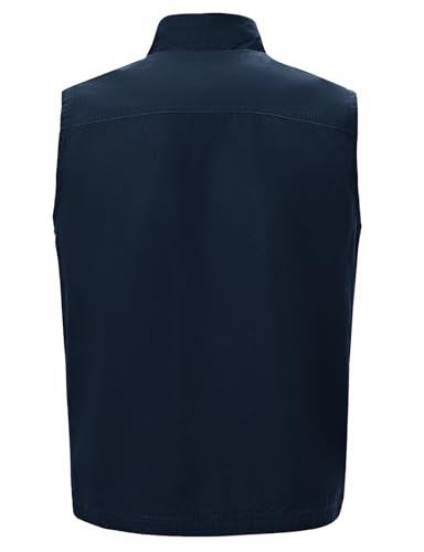 TBMPOY Men's Lightweight Vest Cotton Stylish Sleeveless Travel Casual Work Canvas Outerwear Utility Jacket Fishing Hiking - color: Navy, size: Small