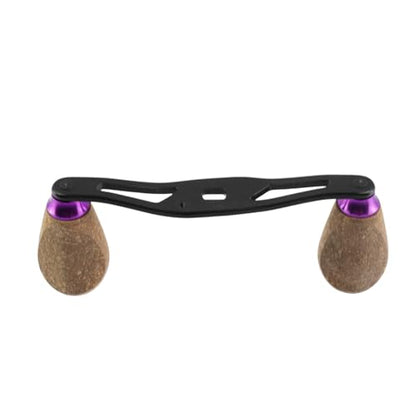 Fishing Reel Handle Replacement Parts Purple Fishing Baitcasting Reel Handle Rocker Arm Girp Fishing Rod Spinning Reel Grip with Wood Knob - color: Purple