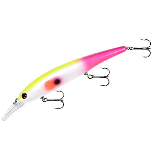 Bandit Lures Generator Lure, Fishing Luminous Lure, 4 5/8 Inches, 3/4 Ounce, 1 Piece - color: White Yellow Pink Tail, size: 4.75 Inch, 5/8 Ounce