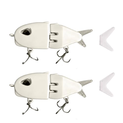 2Pcs Mini Glide Bait for Bass Fishing,Slow Sinking Fishing Lure,Freshwater Saltwater Multi Jointed Swimbait Wobbler,for Amazing Fishing Gear Gifts for Family - color: White