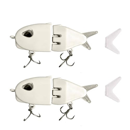 2Pcs Mini Glide Bait for Bass Fishing,Slow Sinking Fishing Lure,Freshwater Saltwater Multi Jointed Swimbait Wobbler,for Amazing Fishing Gear Gifts for Family - color: White
