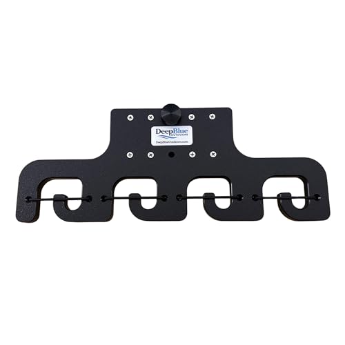 Pontoon Boat Fishing 4-Rod-Holder – No-Tool Rail Mount | USA Made | Deep Blue Outdoors - color: Black