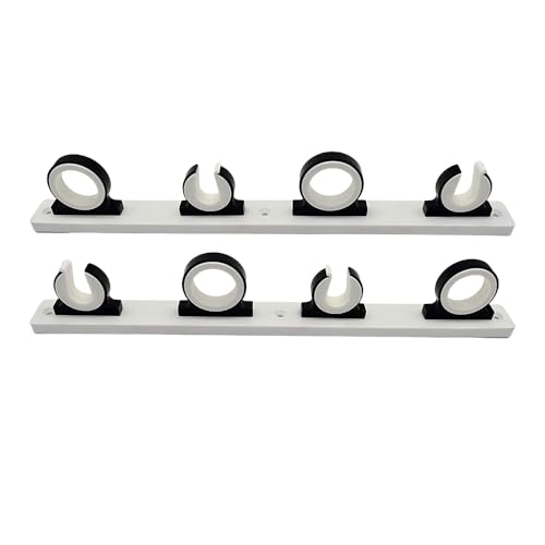 MARINE CITY 4-Rod Reel Fishing Rod Storage Hanger Rack with White Poly Board – Aluminum Black Powder Coating, Ideal for Marines, Boats, Vans, and Cars (Pack of 1) - color: 4 Rod (Aluminum, Black)