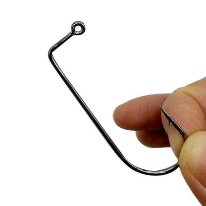 50pcs/100pcs Aberdeen 90 Degree Fishing Jig Hooks Long Shank Forged Barbarian Hooks High Carbon Steel Fishing Hooks for Freshwater & Saltwater Size: 6#-6/0# - size: 6/0#-50pcs