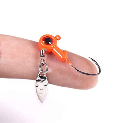 1/8 oz Jig Heads Freshwater Fishing Lures Jig Head with Eye Ball 25PCS Painted Hooks Fishing Jigs for Bass/Crappie - color: 1/8 oz crappie jigs