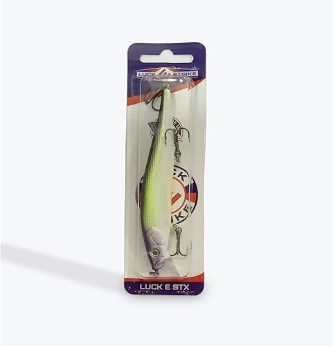 Luck E Strike STX Jerkbait, 4.5 Inch Suspending Hydrodynamic Fishing Lure, Made in The USA - color: Purple Green Apple
