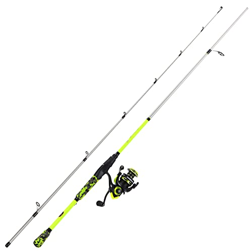 Sougayilang Spinning Combo – 5.2:1 Gear Ratio, 15.6LB Drag, IM7 Graphite 2-Piece Rod, Stainless Steel Guides for Bass, Trout, Redfish - color: Yellow, size: 6'10''-Medium