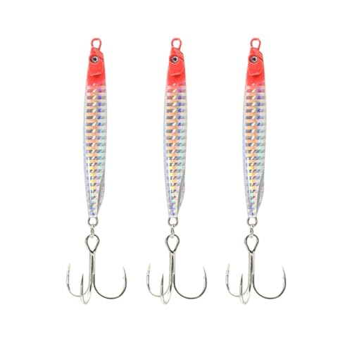 Saltwater Fishing Lures Fishing Jigs Fishing Spoons for Striped bass, Pompano, Spanish Mackerel ，Bluefish - color: Red (3pcs), size: 2.13 oz / 60 g